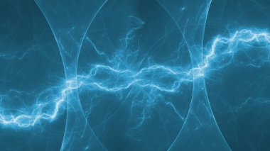 Soğuk mavi plazma yıldırımı, soyut enerji ve elektrik arkaplanı