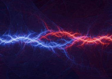 Ateş ve buz yıldırımı arka planı, soyut elektrik plazması