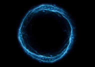 Kopyalama alanı olan mavi fraktal paratoner arkaplan, elektrik soyut