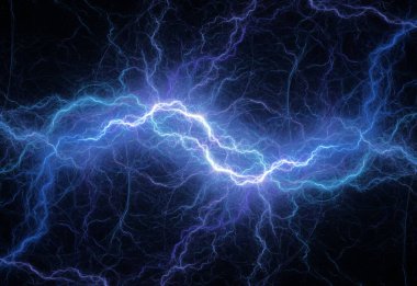 Mavi yıldırım ve plazma arkaplanı, soyut enerji ve elektrik arkaplanı