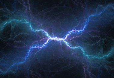 Mavi yıldırım ve plazma arkaplanı, soyut enerji ve elektrik arkaplanı