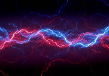 Mavi ve kırmızı yıldırım, soyut plazma arka plan ateş ve buz elementleri