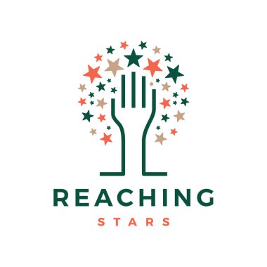 ağaç el yıldız rüya logo vektör illüstrasyonuna ulaşıyor