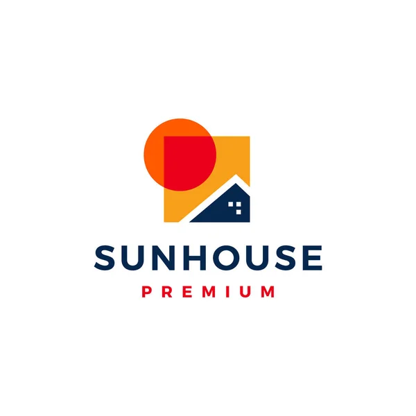 Sun House Home Mortgage Architecture Logo Vector Icon Illustration — Stock Vector