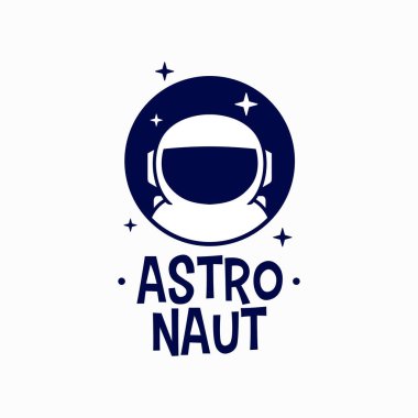 Şirin Astronot Maskotu Karakteri Çizim Çemberi Logo Vektör Simgesi İllüstrasyonu