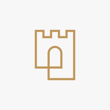 Kale kalesi giriş kapısı logo vektör simgesi çizimi