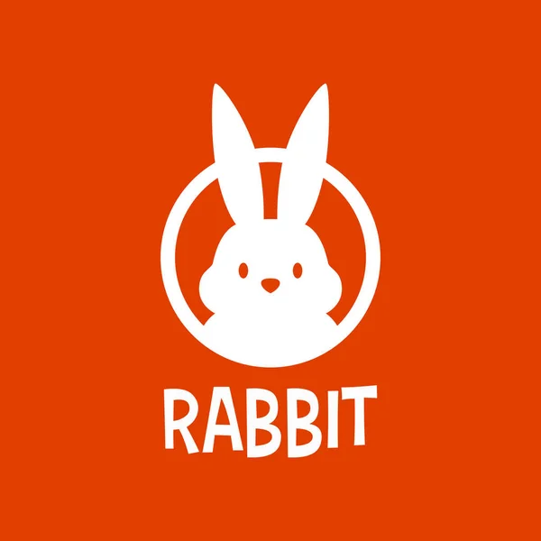 Cute White Rabbit Bunny Hare Mascot Character Cartoon Circle Emblem — стоковий вектор