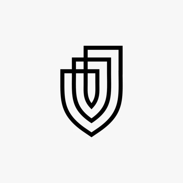 Shield Protector Security Outline Logo Vector Icon Illustration — Stock Vector