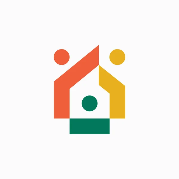 Casa Casa Personas Equipo Humano Trabajo Familia Logo Vector Icono — Archivo Imágenes Vectoriales