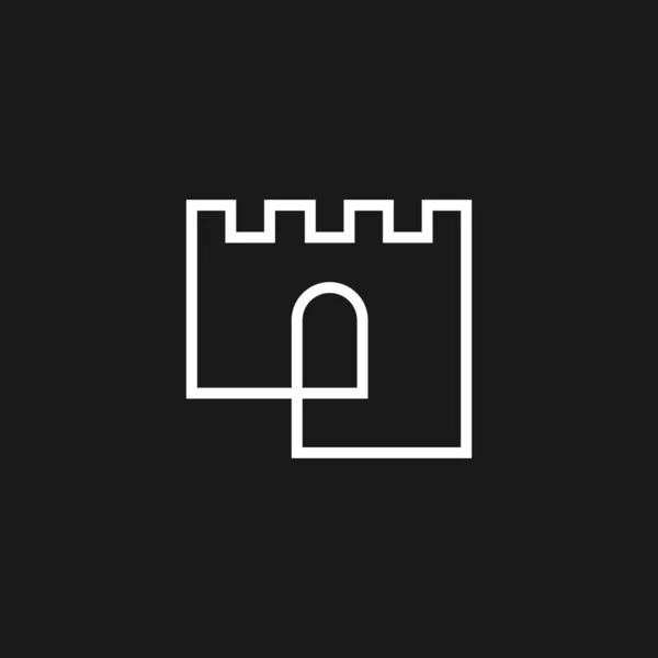 Castello Fortezza Nicchia Porta Cancello Contorno Logo Vettoriale Icona Illustrazione — Vettoriale Stock