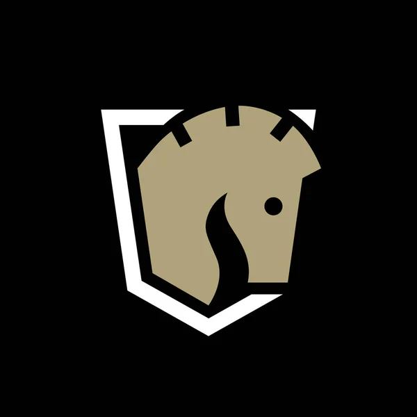 Pferd Hengst Gold Schild Sicherheit Schutz Logo Vector Icon Illustration — Stockvektor