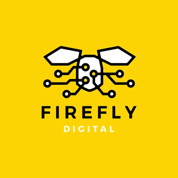 Firefly Tech Elektromos Áramkör Logo Vektor Ikon Illusztráció — Stock Vector
