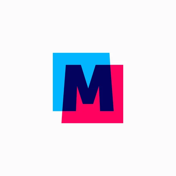 字母M开始倍数重合彩色正方形标志矢量图标图解 — 图库矢量图片