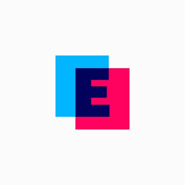 E Harfi Lettermark İlk Çarpma Üst üste binen Renk Logosu Vektörü Simgesi ResmiComment
