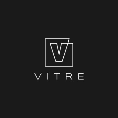 V Kare Harfler Harfleri Siyah Logo Vektörü Simgesi İllüstrasyonunda Beyaz Çizgi
