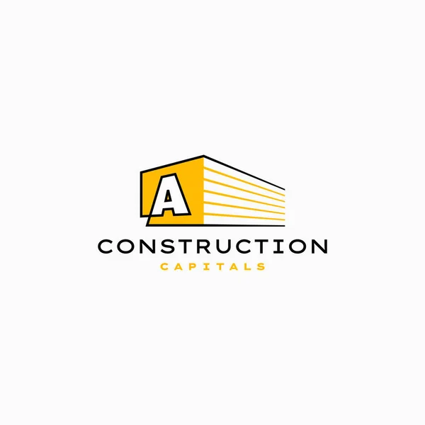 Letter Construction Perspective Logo Vector Icon Illustration — Vector de stoc