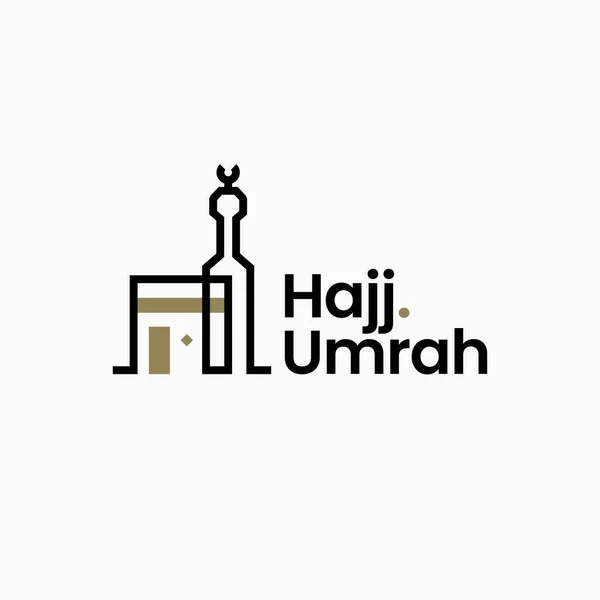 Overzicht Logo Van Kaaba Masjidil Haram Hajj Umrah Travel Tour — Stockvector