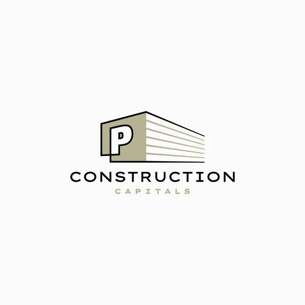 Lettre Construction Perspective Logo Vector Icon Illustration — Image vectorielle