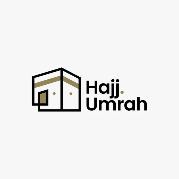 Esboço Logo Kaaba Hajj Umrah Tour Travel Vector Icon Ilustração — Vetor de Stock