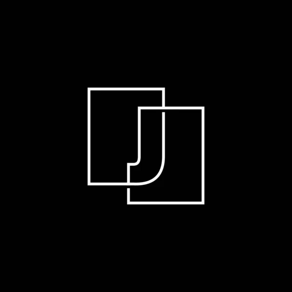 Letter Lettermark Initial Overlapping Outline Square Logo Vector Icon Illustration — Stock Vector