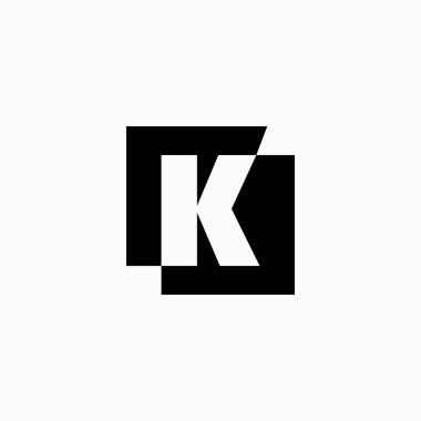 K Harfi Harfleri Meydanı İlk Negatif Alan Logo Vektörü Simgesi ResmiComment