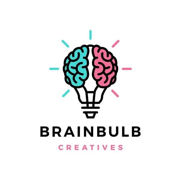 Idea Lámpara Bombilla Del Cerebro Think Smart Creative Logo Vector — Vector de stock
