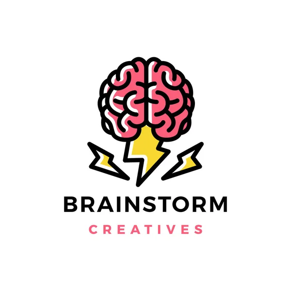Idea Tormenta Cerebral Think Smart Creative Logo Ilustración Iconos Vectoriales — Vector de stock