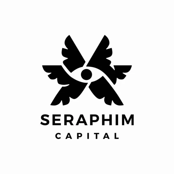Έξι Φτερά Seraphim Ένα Μάτι Εικονίδιο Διάνυσμα Λογότυπο Εικόνα — Διανυσματικό Αρχείο
