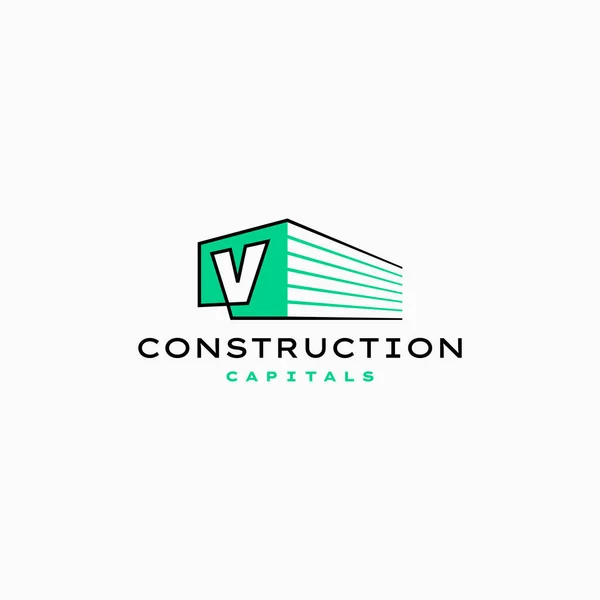Levélkonstrukció Perspektíva Logo Vektor Ikon Illusztráció — Stock Vector