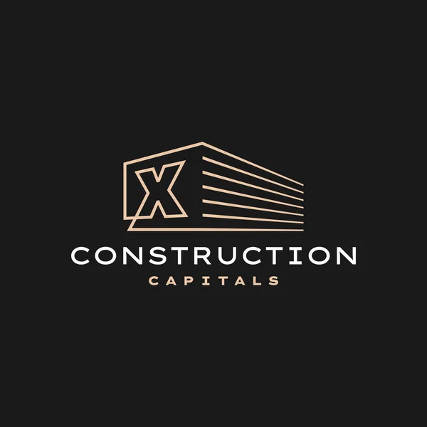 Lettre Construction Perspective Contour Logo Vectoriel Icône Illustration — Image vectorielle