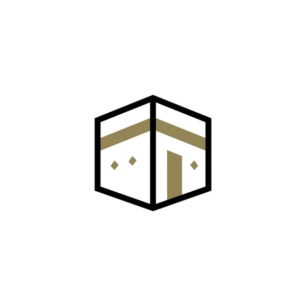 Hajj Kaaba Umrah Tour Travel Outline Logo Vector Icon Illustration - Stok Vektor