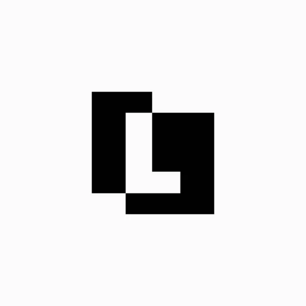 Letra Letra Cuadrada Espacio Negativo Inicial Logo Vector Icono Ilustración — Vector de stock