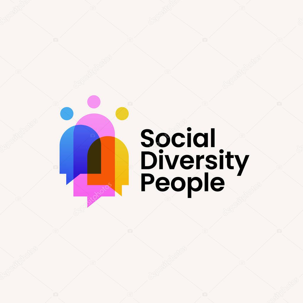 People Chat Talk Bubble Social Diversity Gradient Colorful Logo Vector icon illustration
