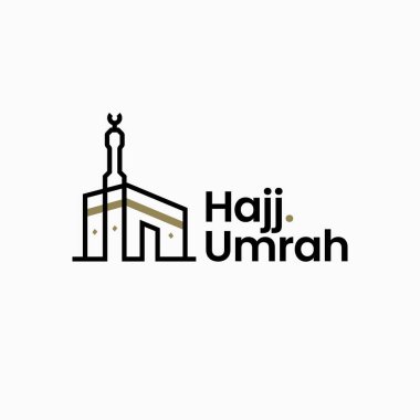 Masjidil Haram Hac Umrah Kabe Tur Seyahat Ana Hattı Logo Vektörü Simgesi İllüstrasyonu