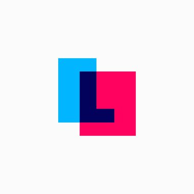 Harf L Harfi İlk Çarpma Renk Meydanı Logo Vektörü Simgesi İllüstrasyonu