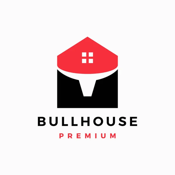 Longhorn Bull Head House Home Barn Logo Vector Icon Illustration 스톡 일러스트레이션
