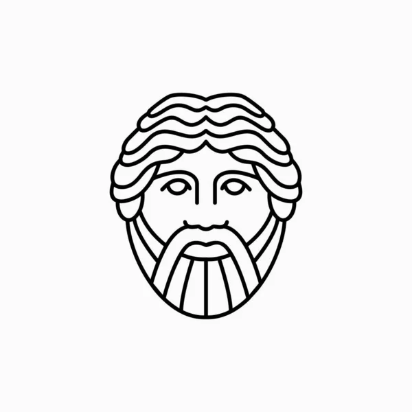 Hombre Barbudo Dios Esquema Griego Logo Vector Icono Ilustración — Vector de stock