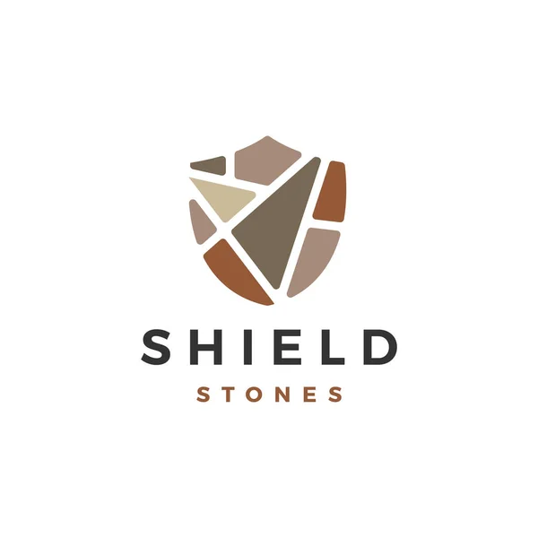 Stone Shield Logó Vektor Ikon Illusztráció — Stock Vector