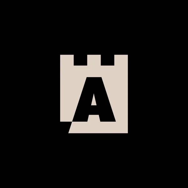 Ett Brev Slott Fästning Logotyp Vektor Ikon Illustration — Stock vektor