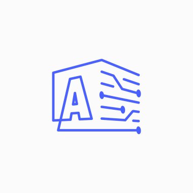 A Letter Tech Electric Circuit cube block Logo Outline Vector Icon Illustration