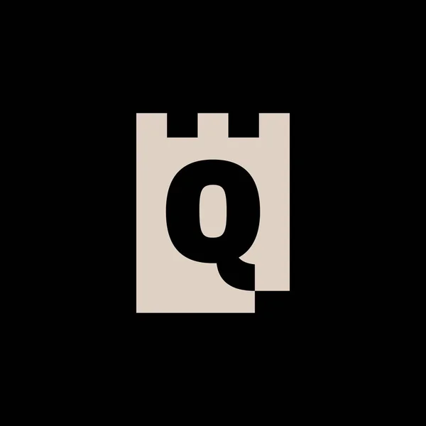 Q字母城堡要塞标志矢量图标说明 — 图库矢量图片