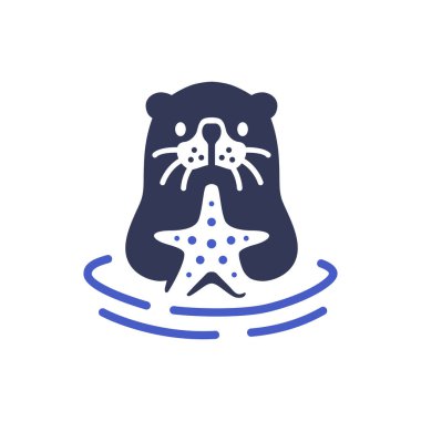Su samuru yıldızı balık logo vektör simgesi maskot illüstrasyonu