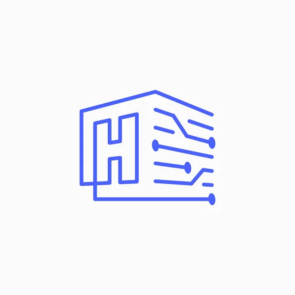 H字母技术电路立方体块Logo轮廓矢量图标说明 — 图库矢量图片