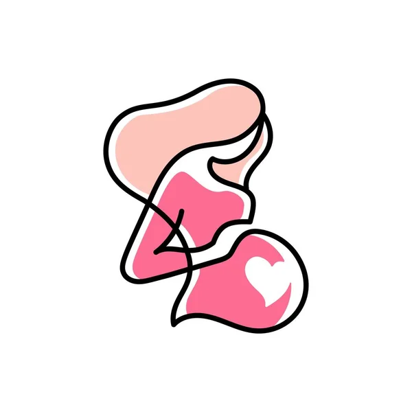 Gravidanza Amore Cuore Logo Incinta Donna Materna Vettore Illustrazione — Vettoriale Stock