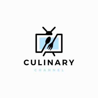 çatal yiyecek kanalı televizyon televizyonu aşçılık gözden geçirme logo vektör resimleme