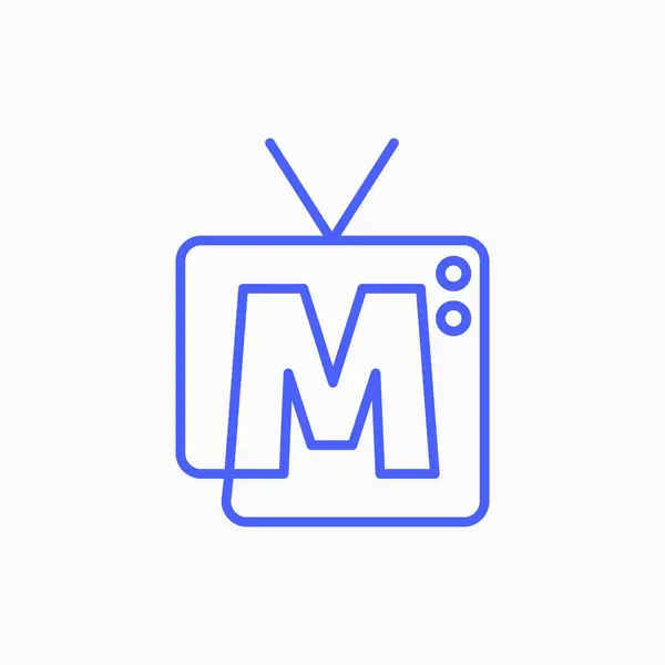 M字母标记电视频道标志矢量图标 — 图库矢量图片