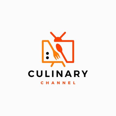 Kaşık çatalı yemek kanalı televizyon TV aşçılık eleştirisi logo vektör resimleme
