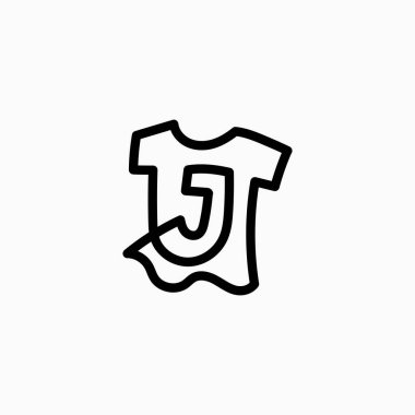 J harfli çocuk tişörtü giysisi monogram logo vektör illüstrasyonu