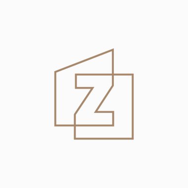 z Letter House Monogram Ev ipoteği Mimarı Logo Vektör İllüstrasyonu