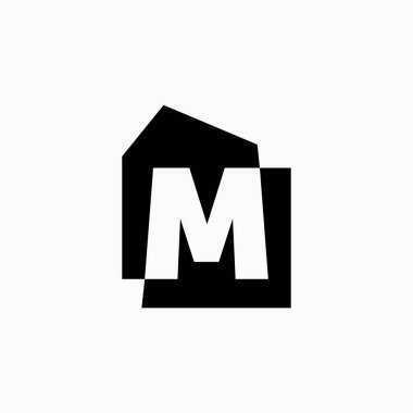 M Letter House Monogram Ev ipoteği Mimarı Logo Vektör İllüstrasyonu